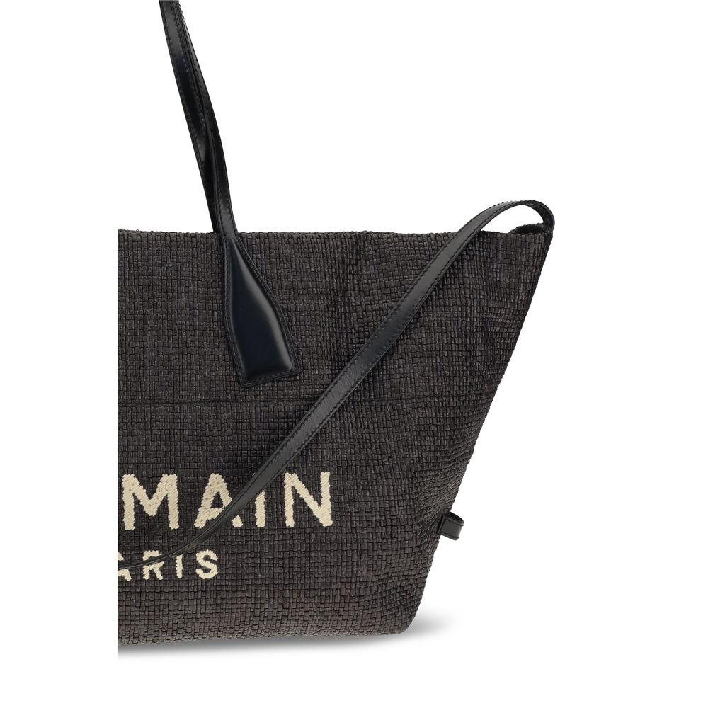 Track Tote Bag in Raffia and Calfskin