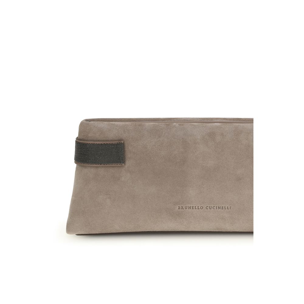 Pochette Essence en daim avec bandes précieuses