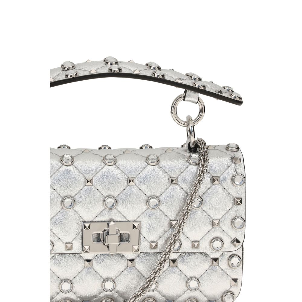 Bolso pequeño Rockstud Spike de napa laminada