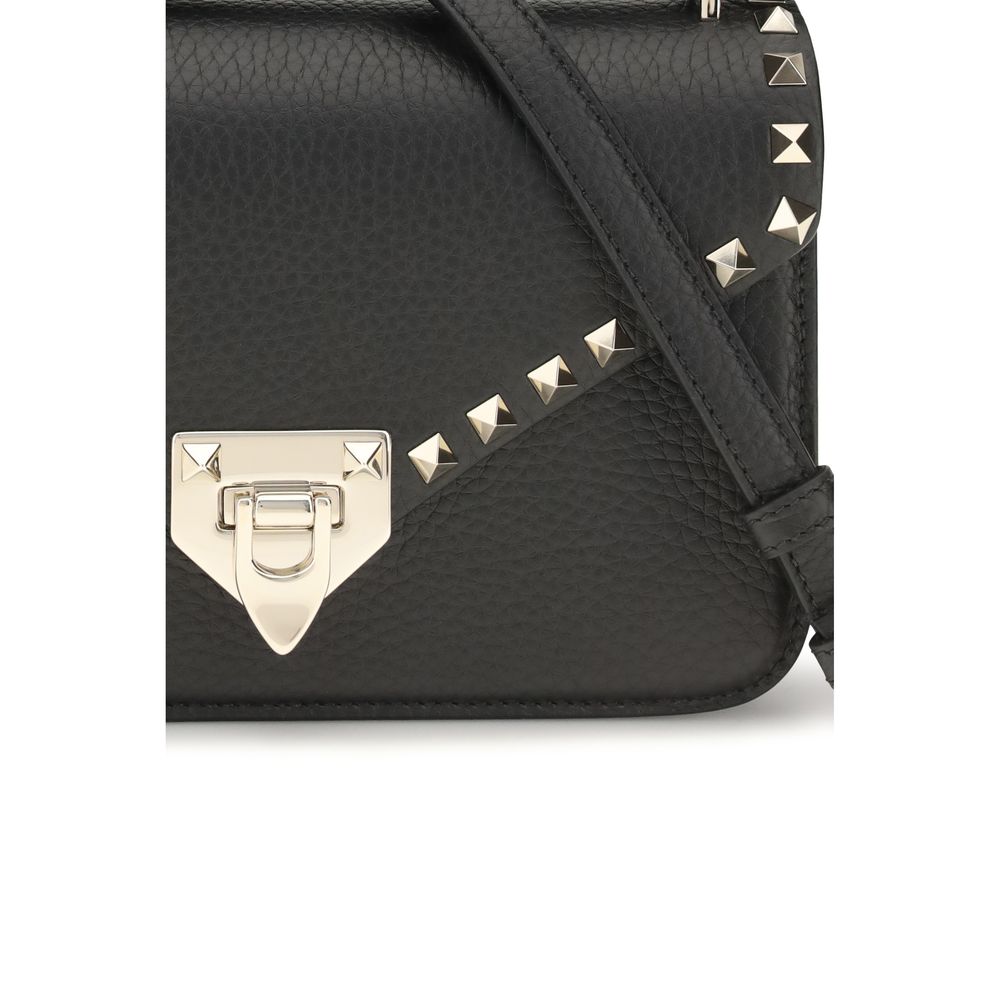 Bolso al hombro Rockstud pequeño en piel de becerro