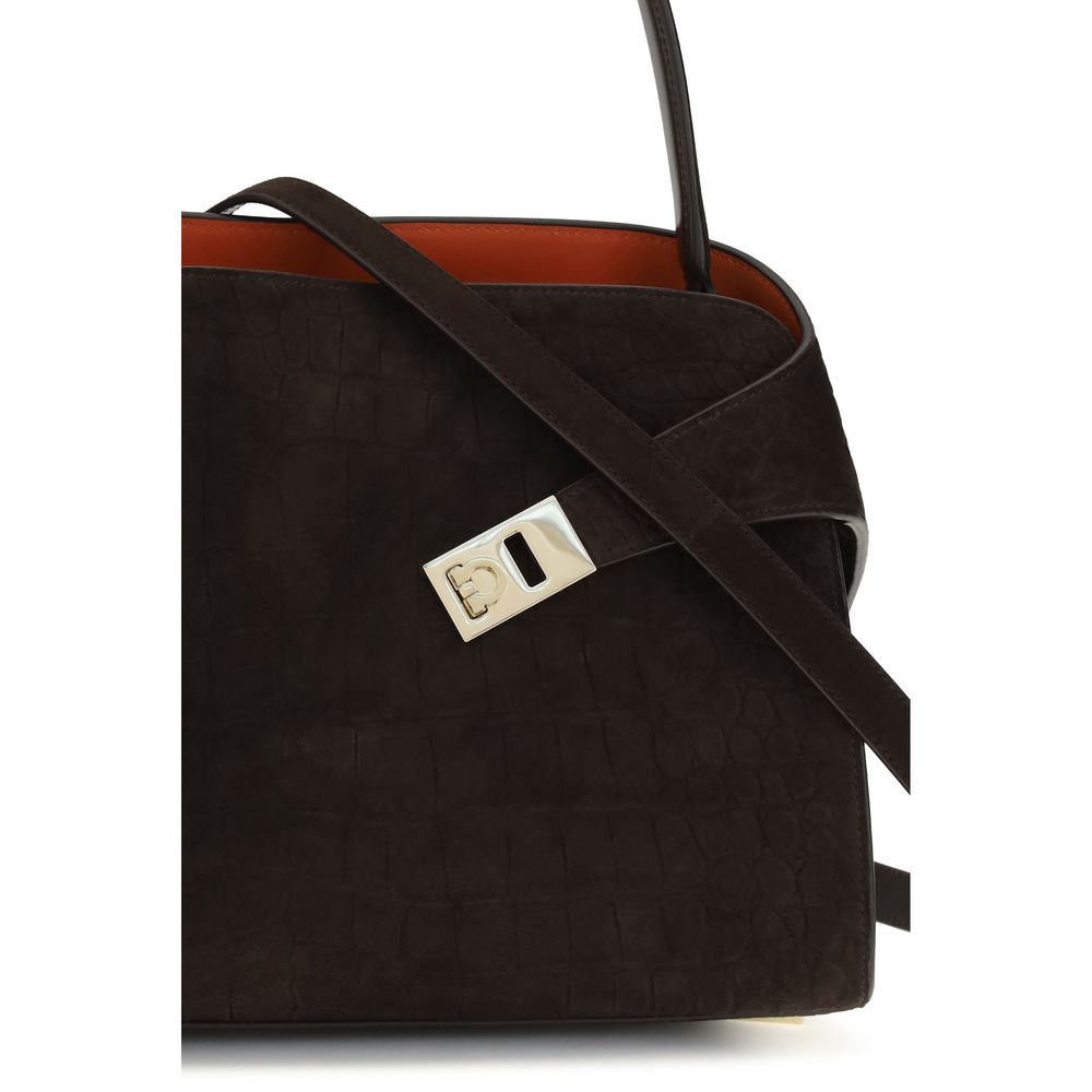 Bolso al hombro Hug Soft mediano en piel con estampado de aligátor