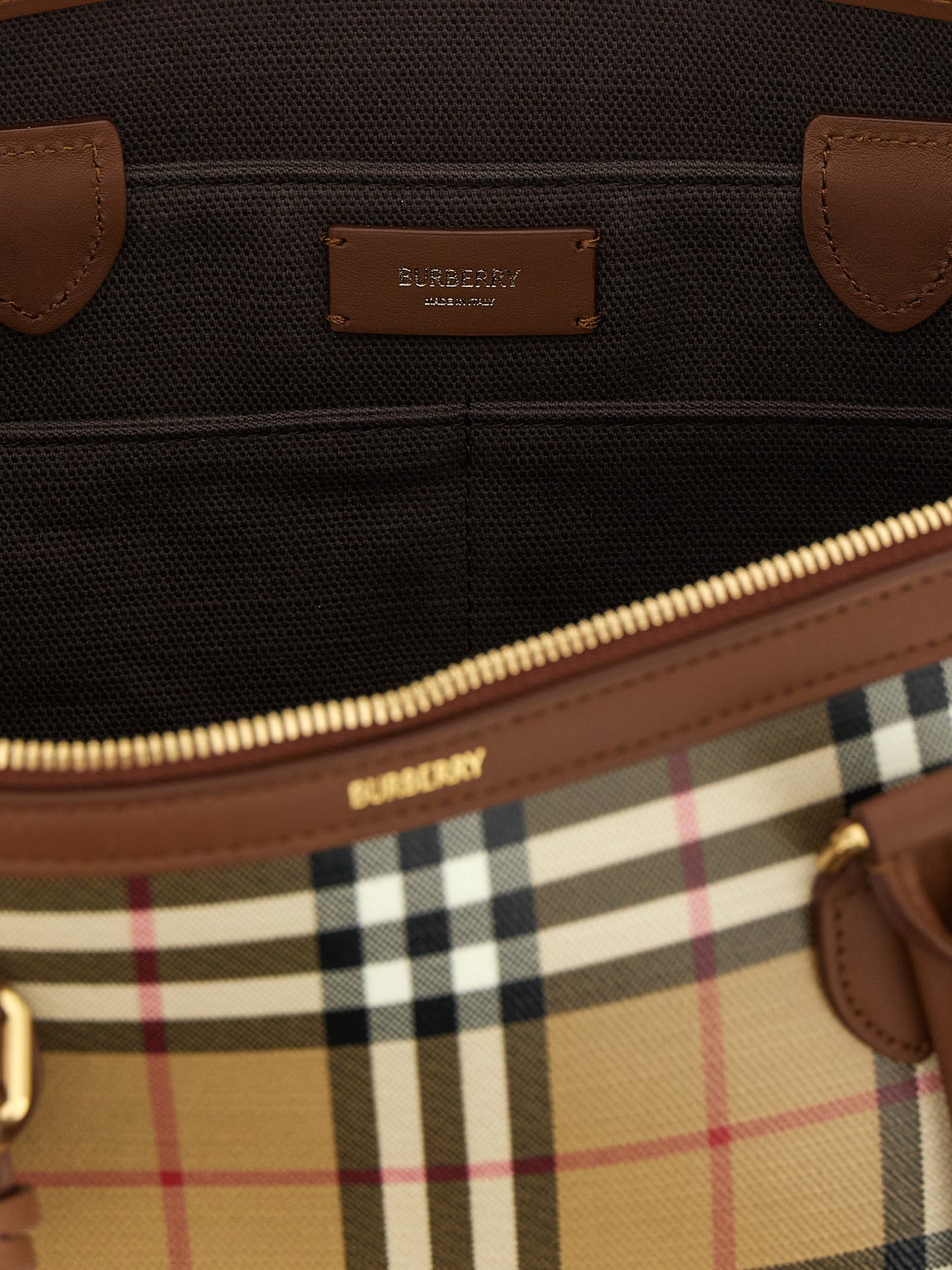 Bolso tote Check pequeño con cremallera en lona