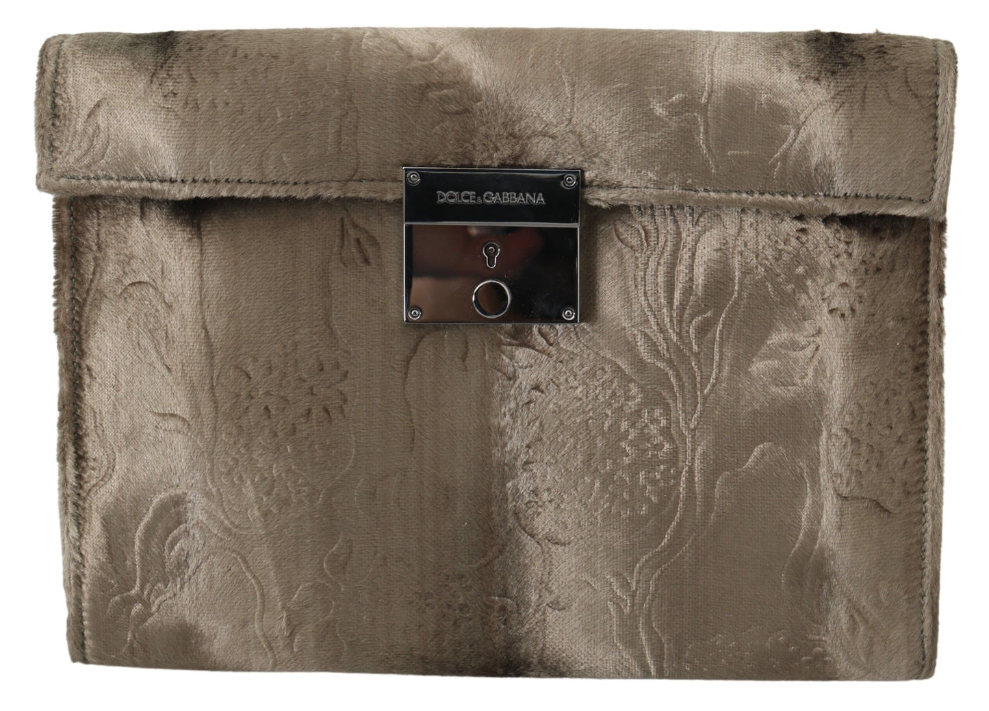 Cartera de mano tipo maletín de piel con estampado de cocodrilo en terciopelo beige