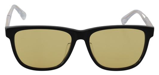 Lunettes de soleil chics en acétate noir avec verres jaunes