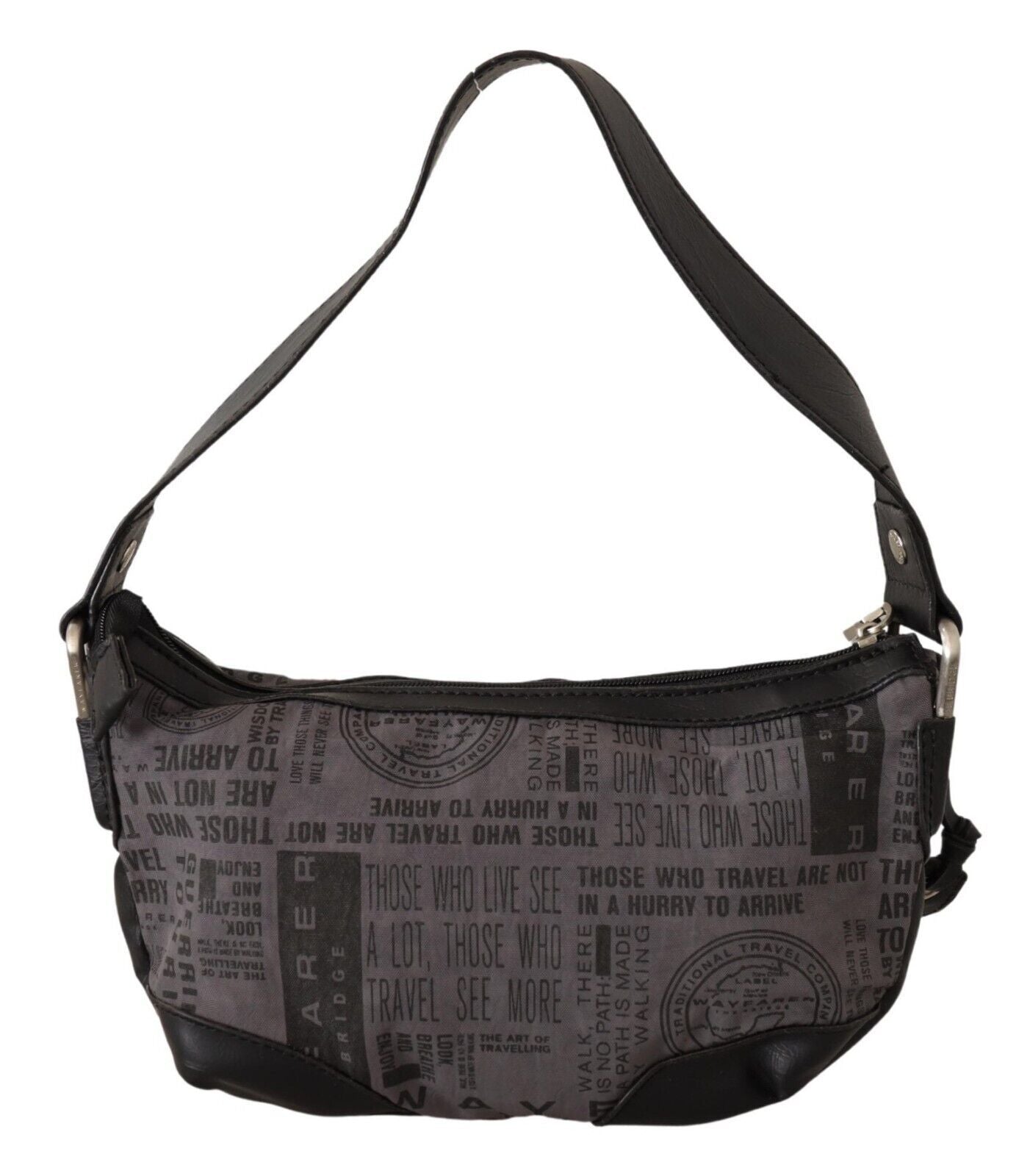 Fabric Shoulder Bag in Black and Gray