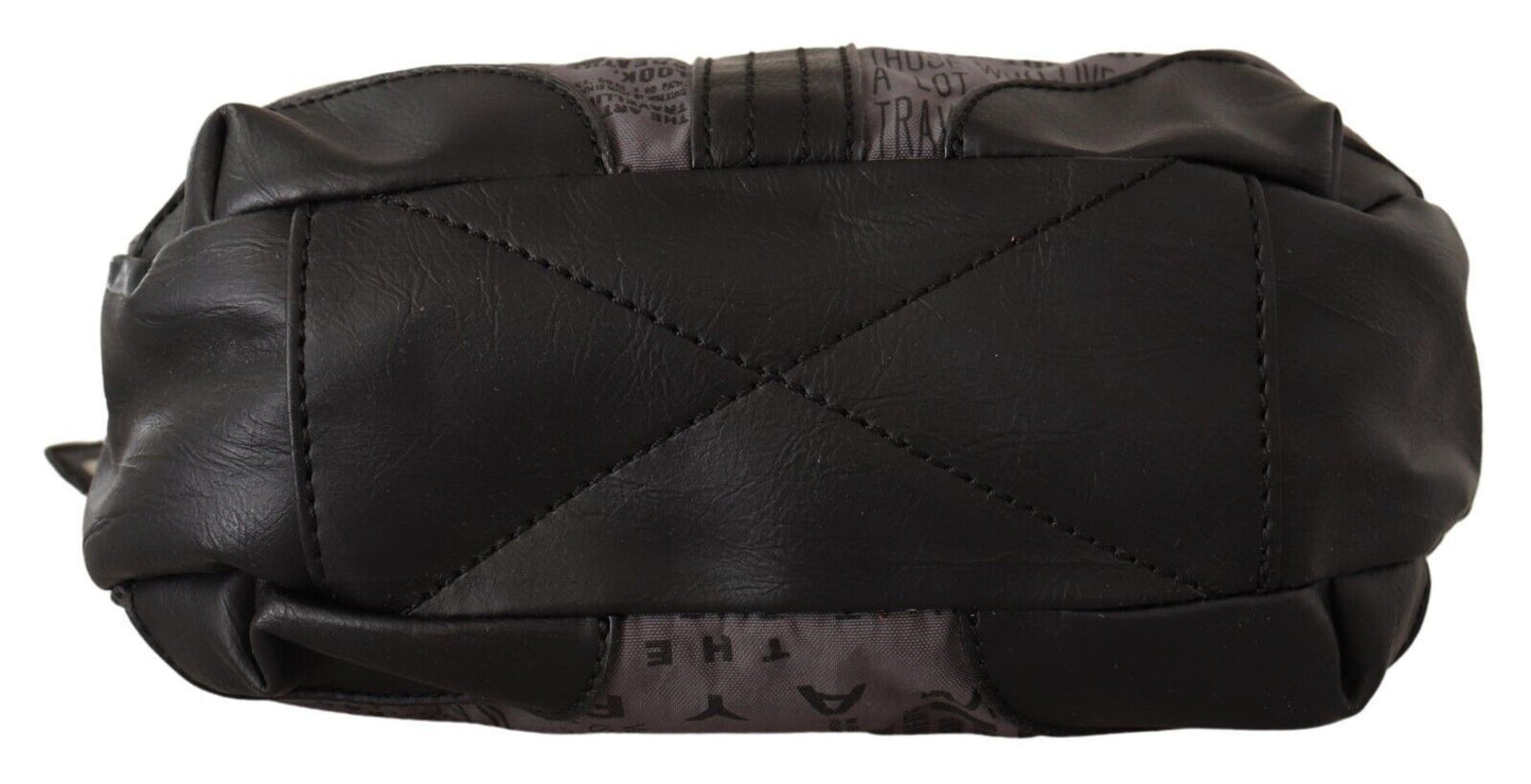 Fabric Shoulder Bag in Black and Gray
