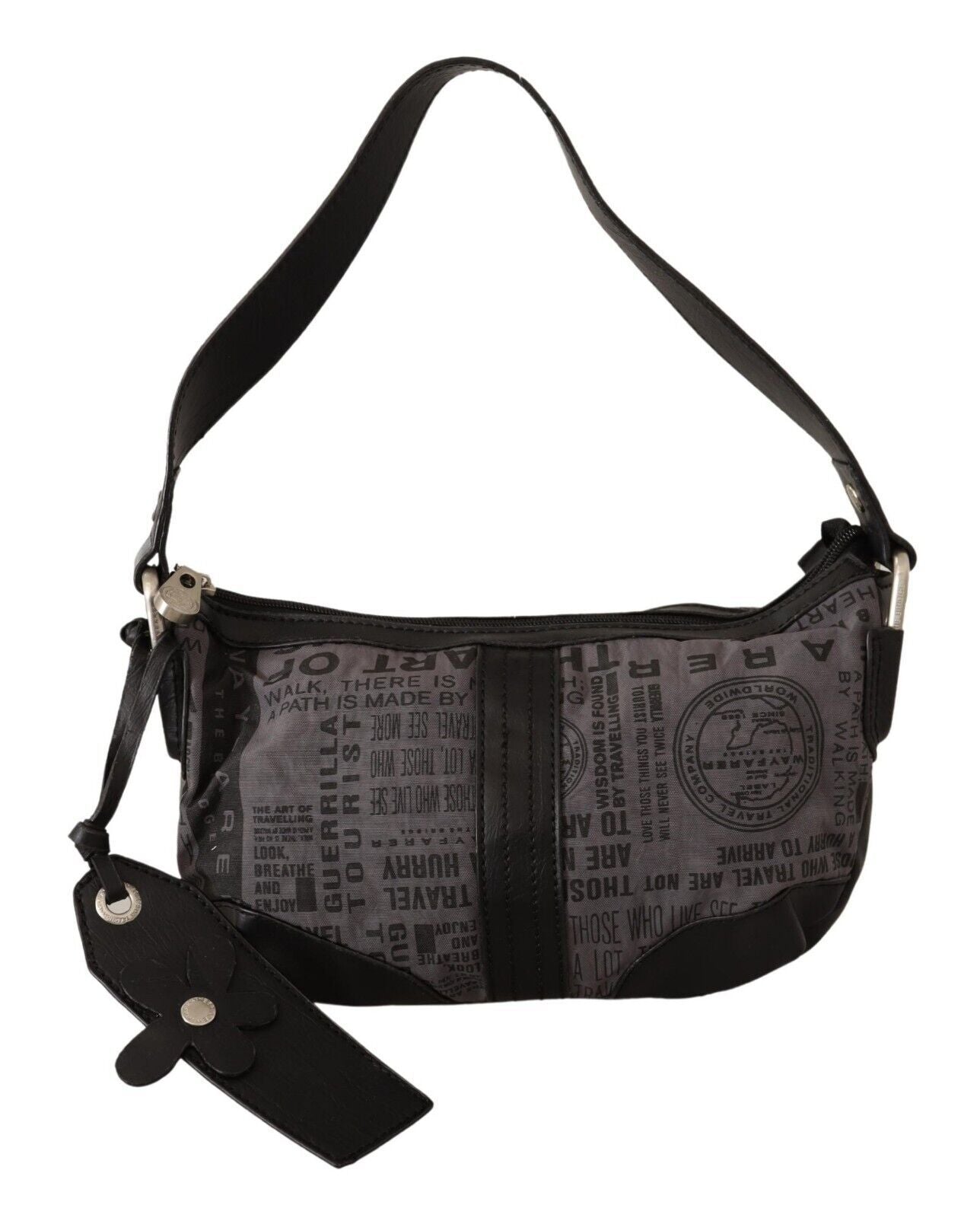 Fabric Shoulder Bag in Black and Gray