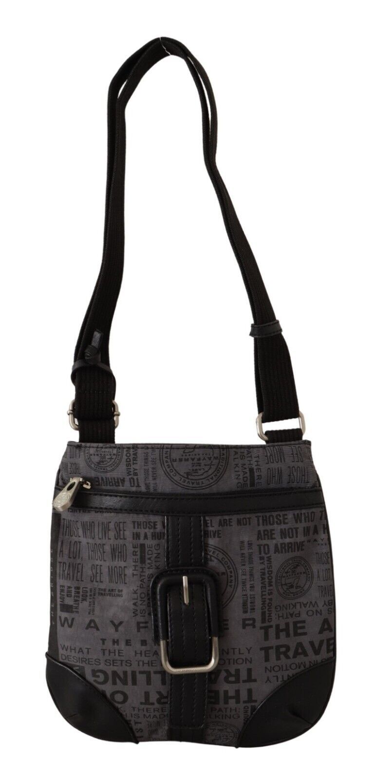 Fabric Crossbody Bag in Black and Gray
