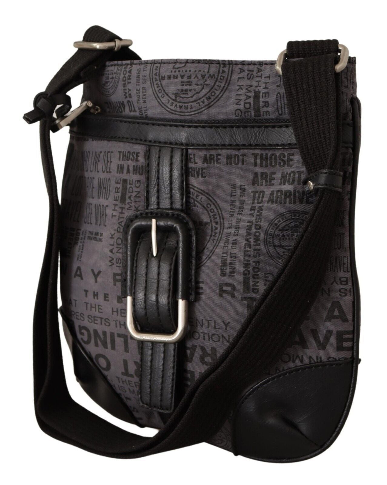 Fabric Crossbody Bag in Black and Gray