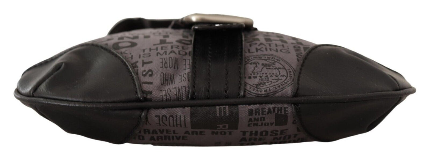 Fabric Crossbody Bag in Black and Gray