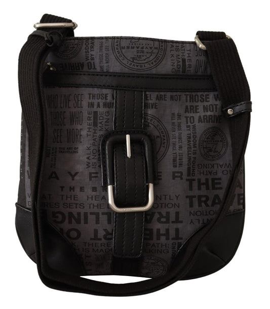 Fabric Crossbody Bag in Black and Gray