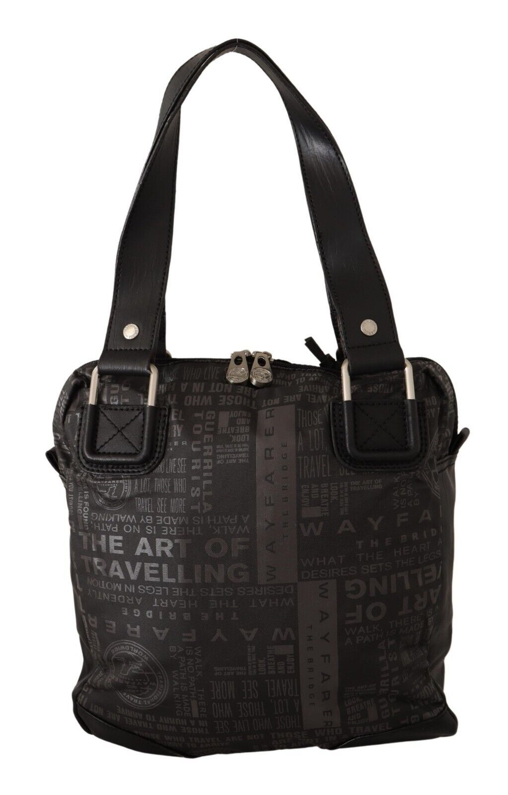 Fabric Shoulder Bag in Black and Gray