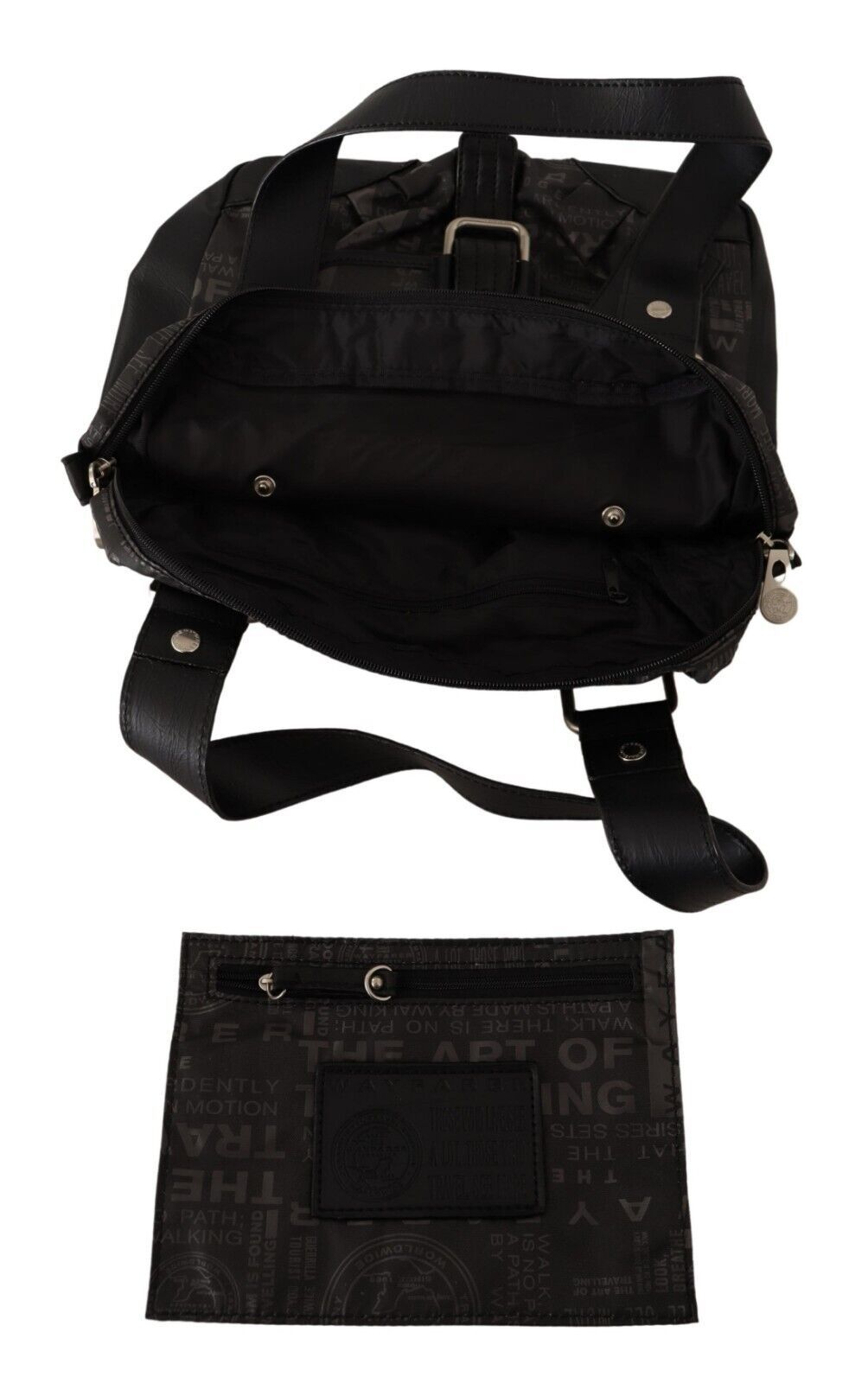 Fabric Shoulder Bag in Black and Gray