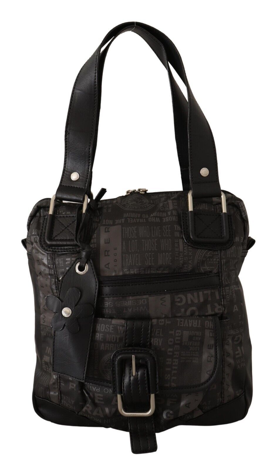 Fabric Shoulder Bag in Black and Gray