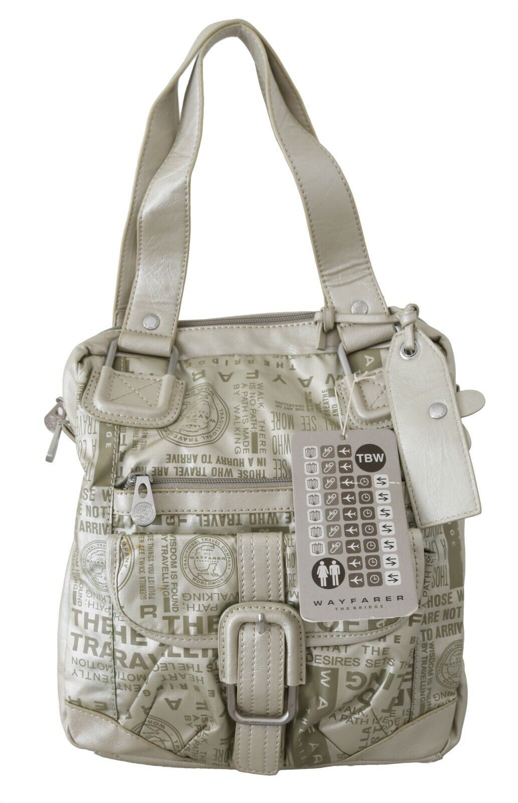 Fabric Shoulder Bag in Beige