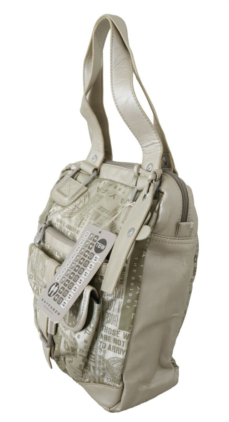 Fabric Shoulder Bag in Beige