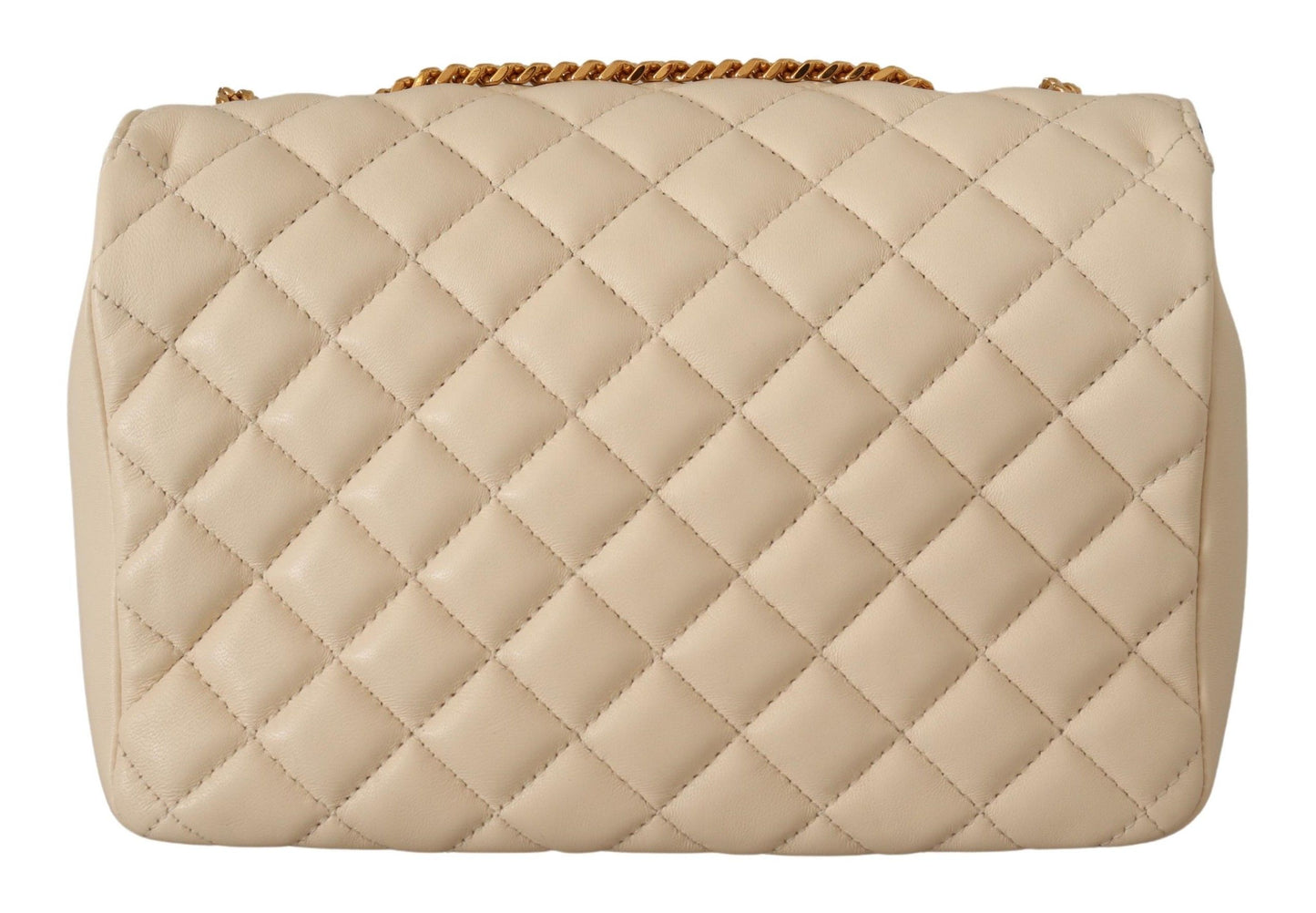 Elegante bolso de hombro de piel napa blanca