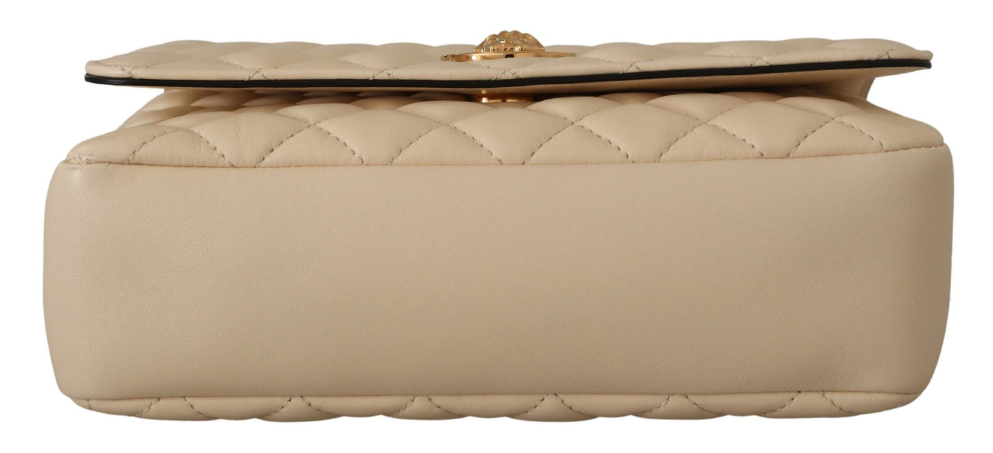 Elegante bolso de hombro de piel napa blanca