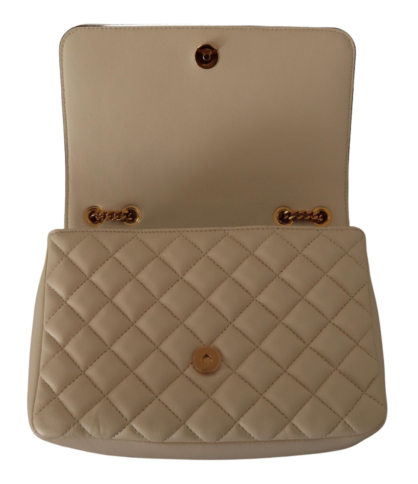 Elegante bolso de hombro de piel napa blanca