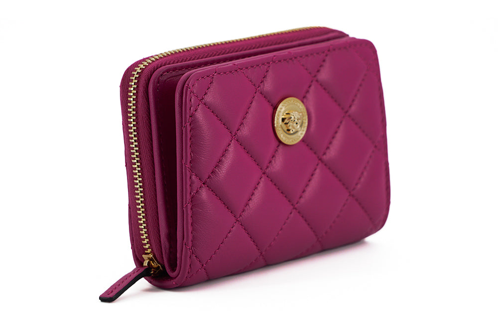 Medusa Quilted Zip Wallet