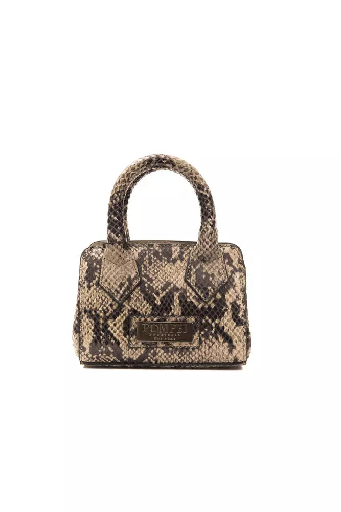 Mini Tote Handbag in Python Print Leather