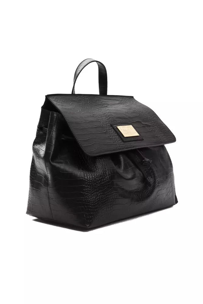 Convertible Handbag/Backpack in Crocodile Print Leather