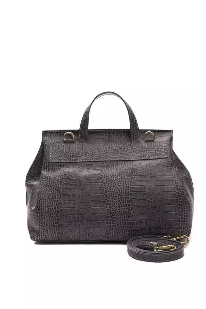 Convertible Handbag/Backpack in Crocodile Print Leather