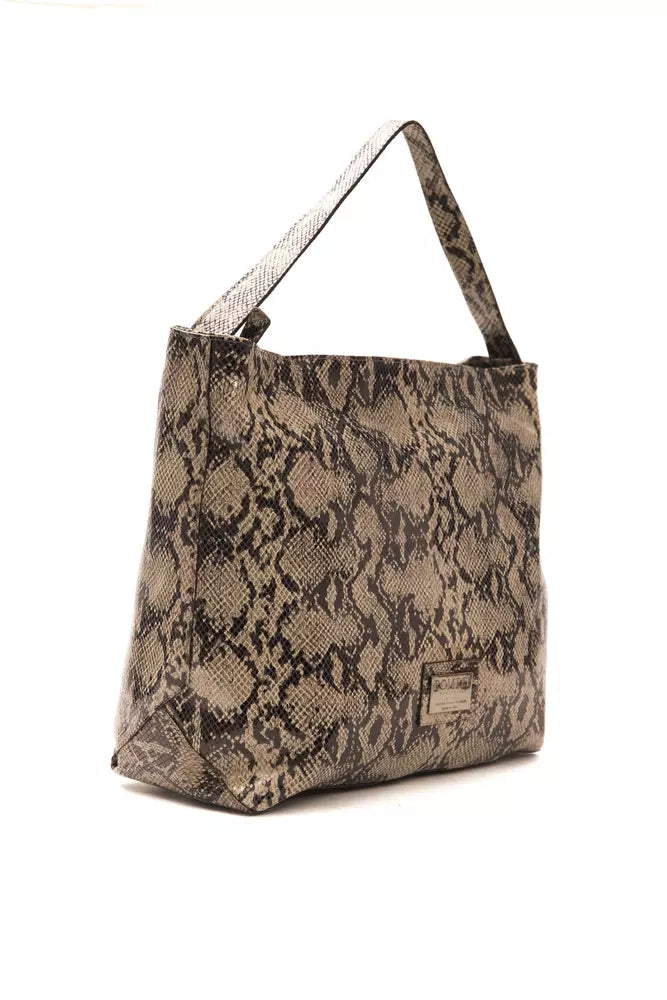 Shoulder Bag in Python Print Leather