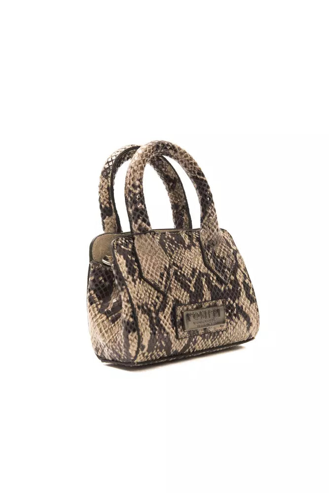 Mini Tote Handbag in Python Print Leather