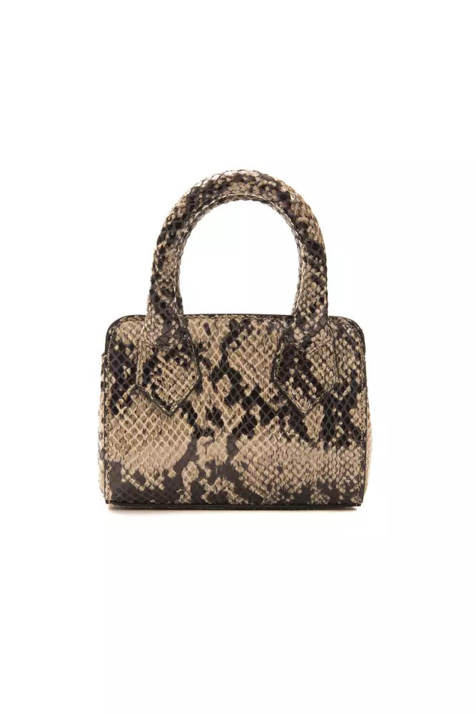 Mini Tote Handbag in Python Print Leather