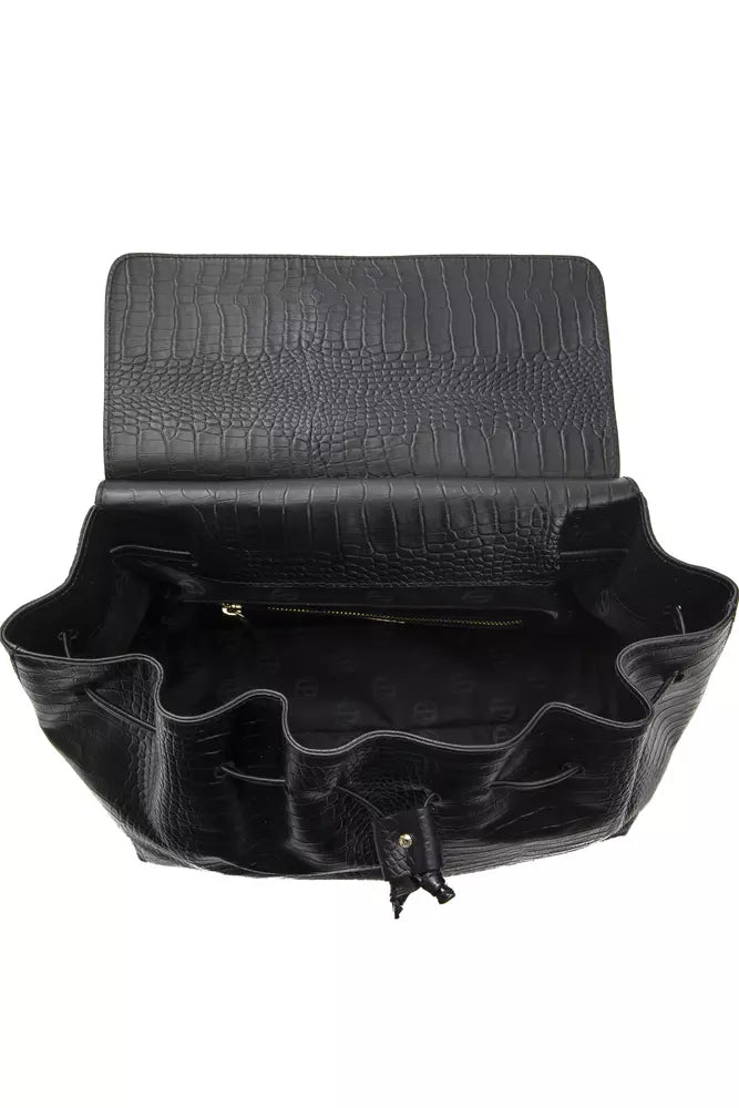 Convertible Handbag/Backpack in Crocodile Print Leather