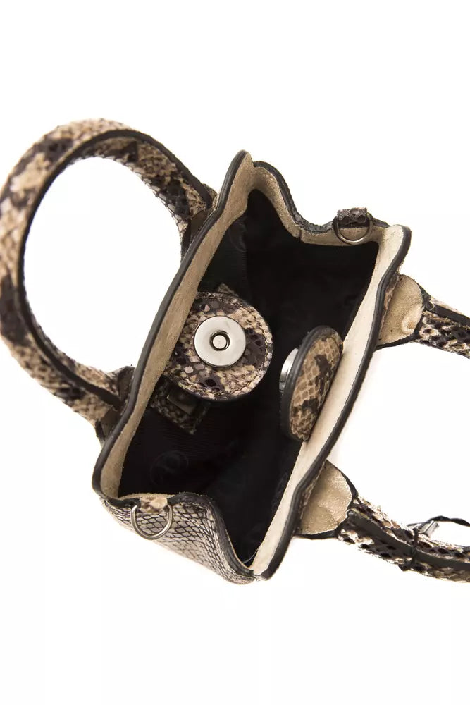 Mini Tote Handbag in Python Print Leather