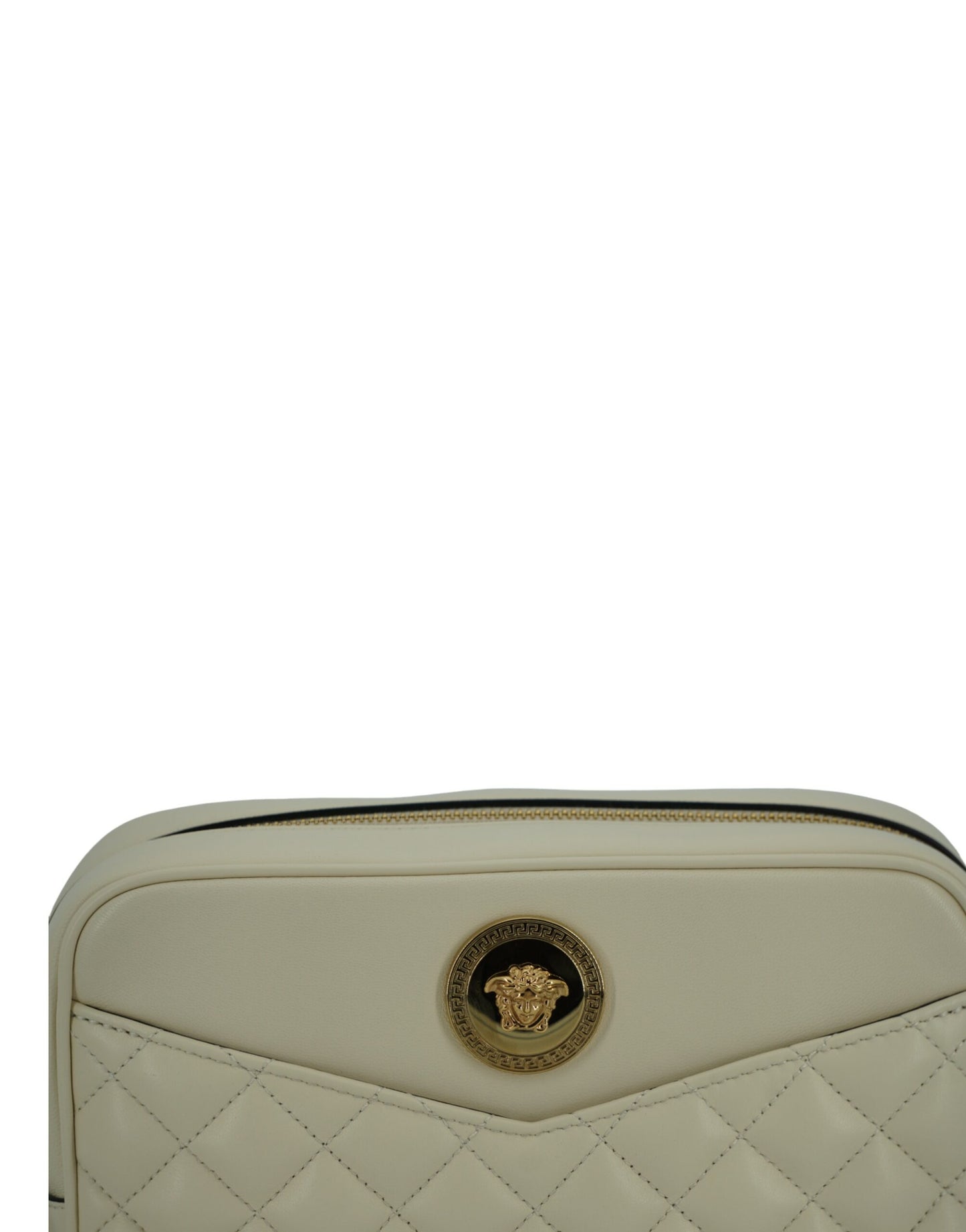 Elegante bolso de hombro para cámara de cuero blanco