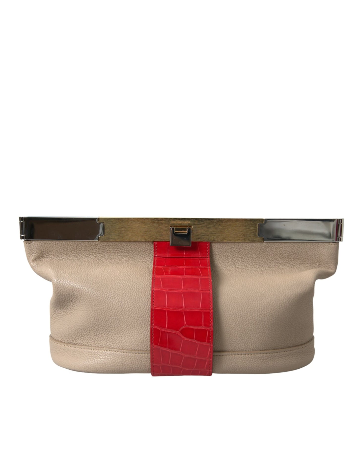 Two-Tone Clutch in Calfskin and Alligator