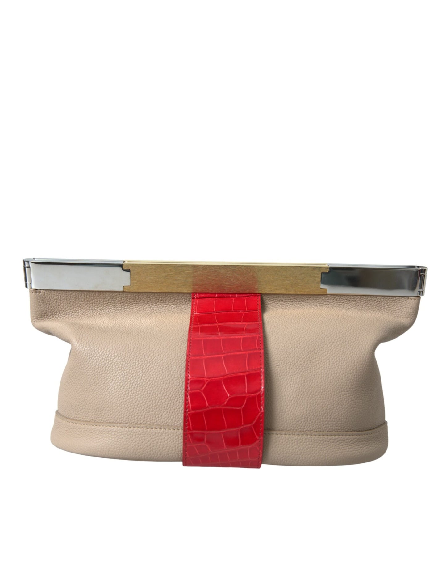 Two-Tone Clutch in Calfskin and Alligator