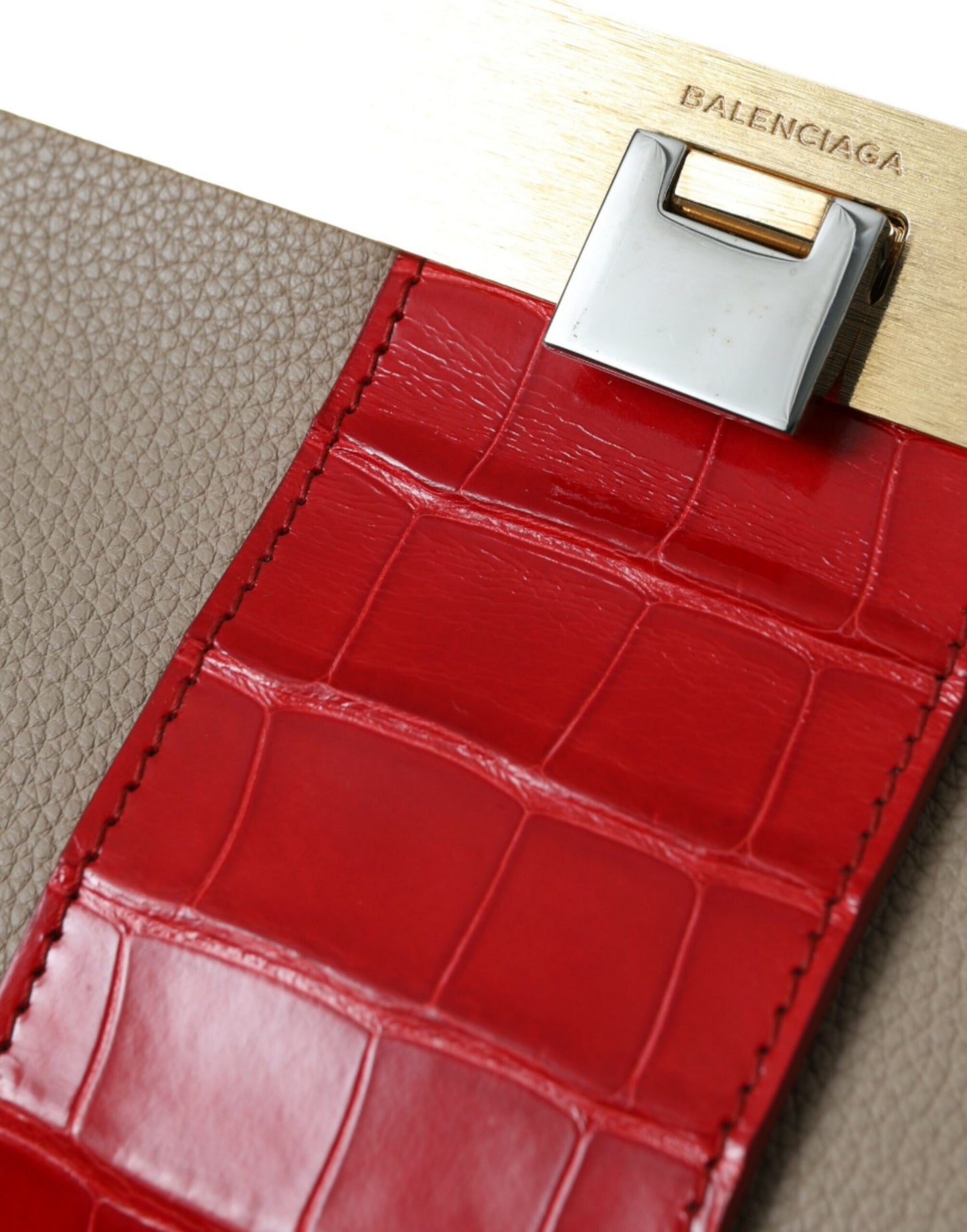 Two-Tone Clutch in Calfskin and Alligator