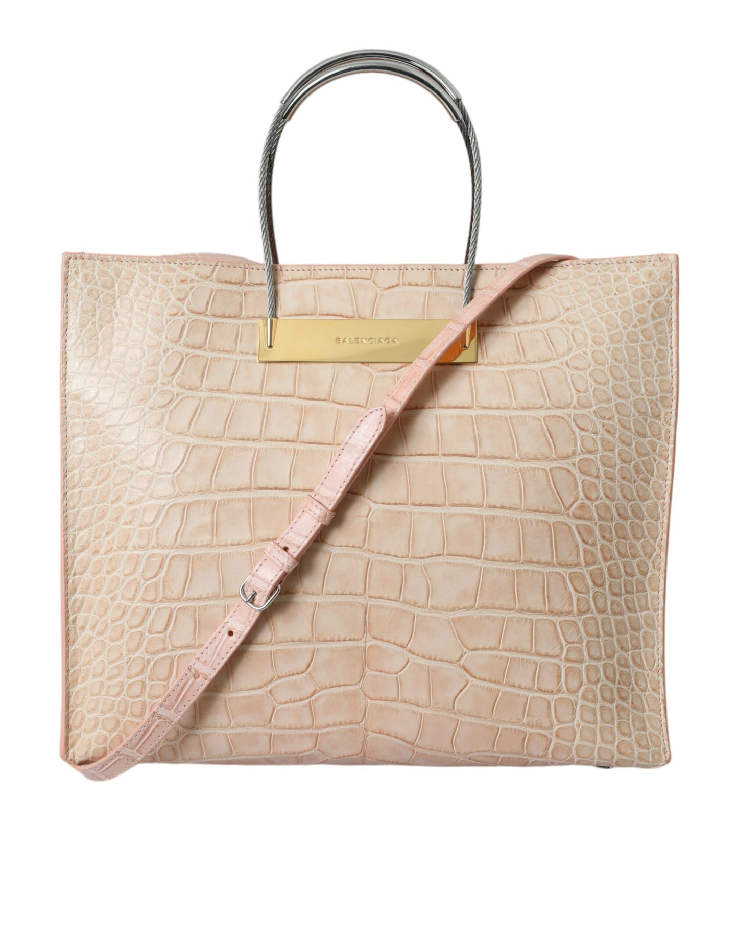 Sac fourre-tout chic en cuir d'alligator rose