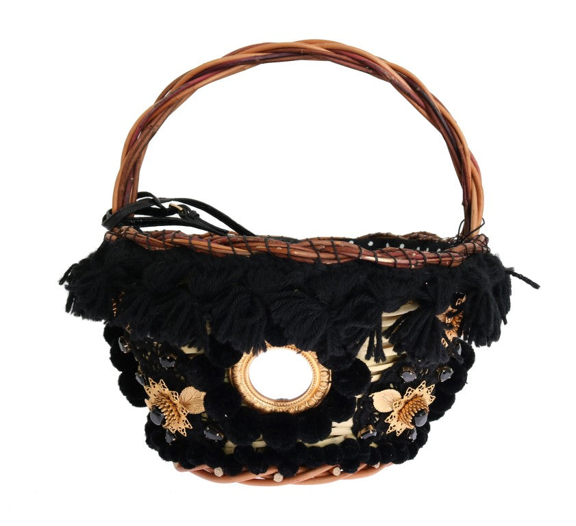 Sac seau chic en peau de serpent beige et noir