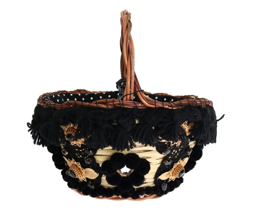Sac seau chic en peau de serpent beige et noir