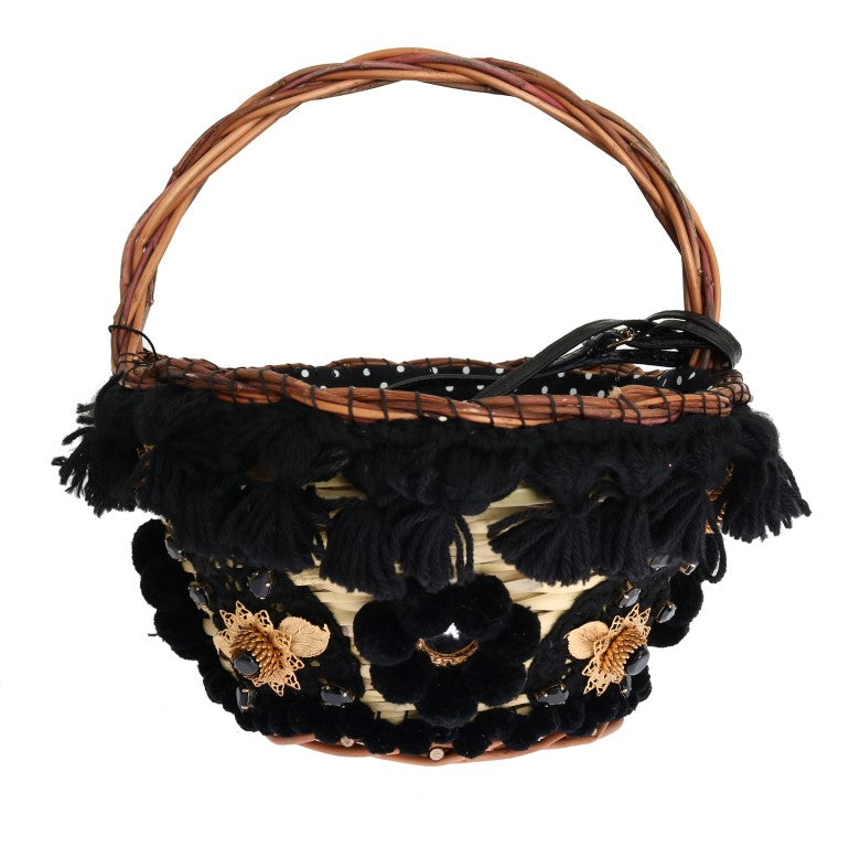 Sac seau chic en peau de serpent beige et noir