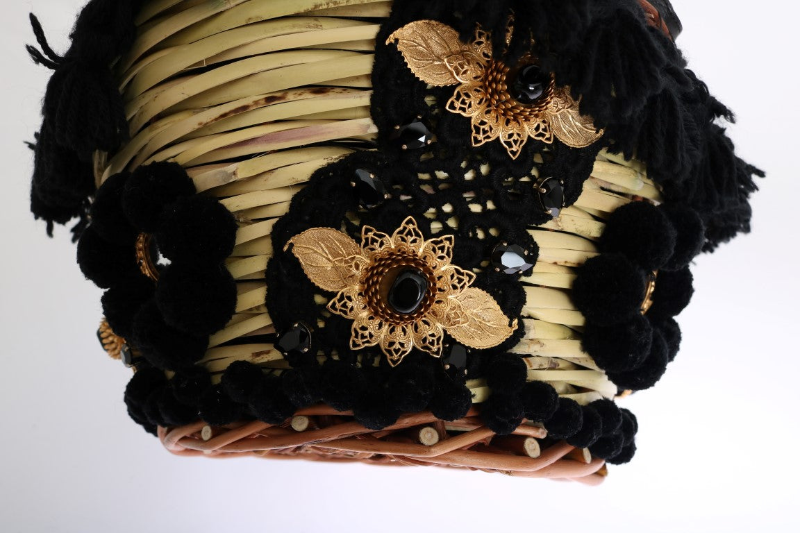 Sac seau chic en peau de serpent beige et noir