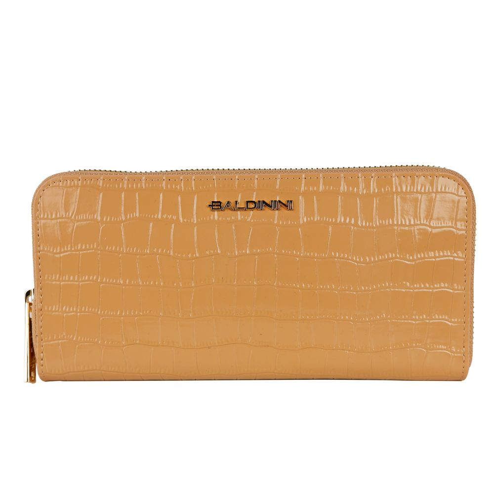 Wallet in Leather with a Crocodile Print and Zip