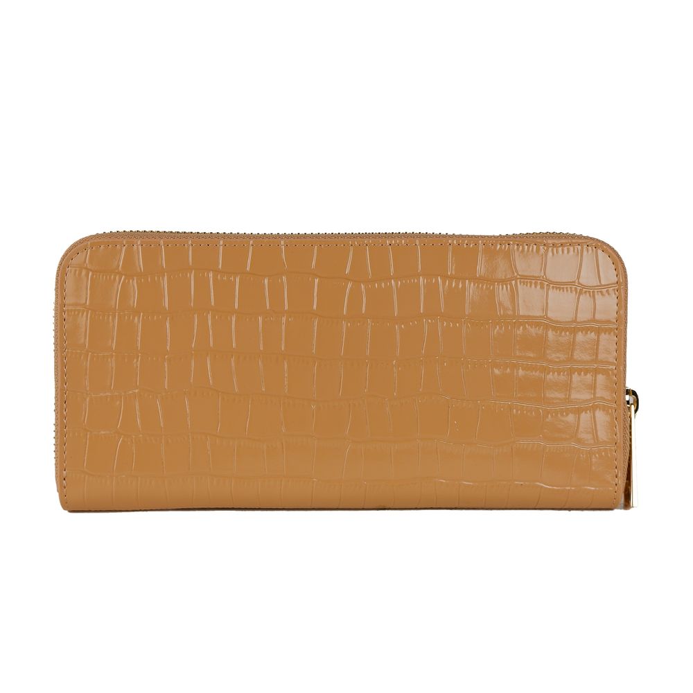 Wallet in Leather with a Crocodile Print and Zip