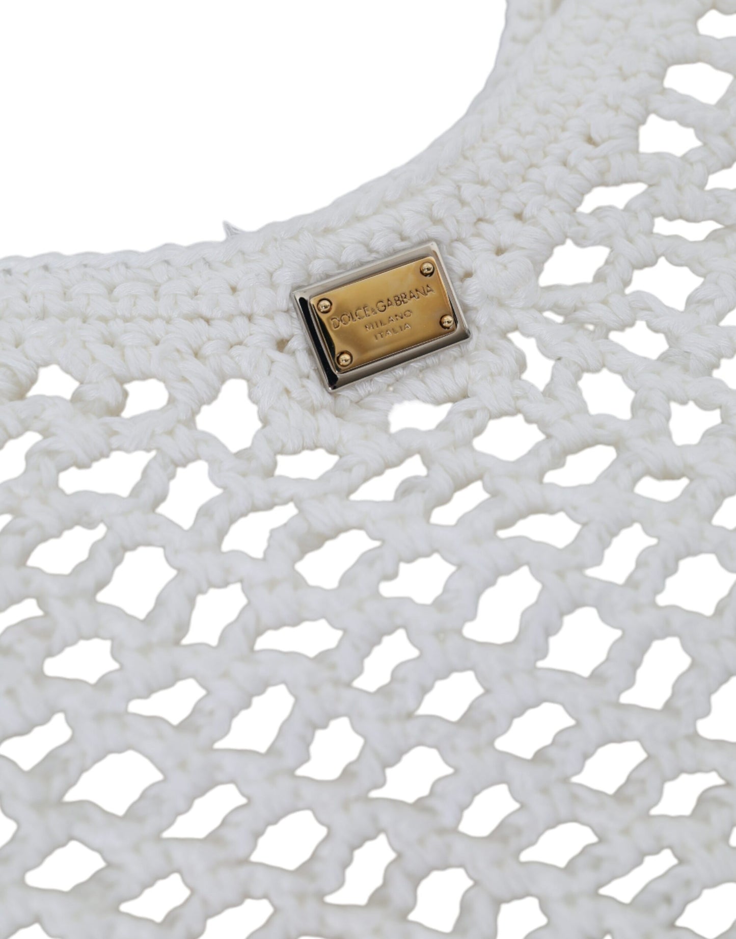 Sac fourre-tout en coton tricoté blanc et vert avec logo