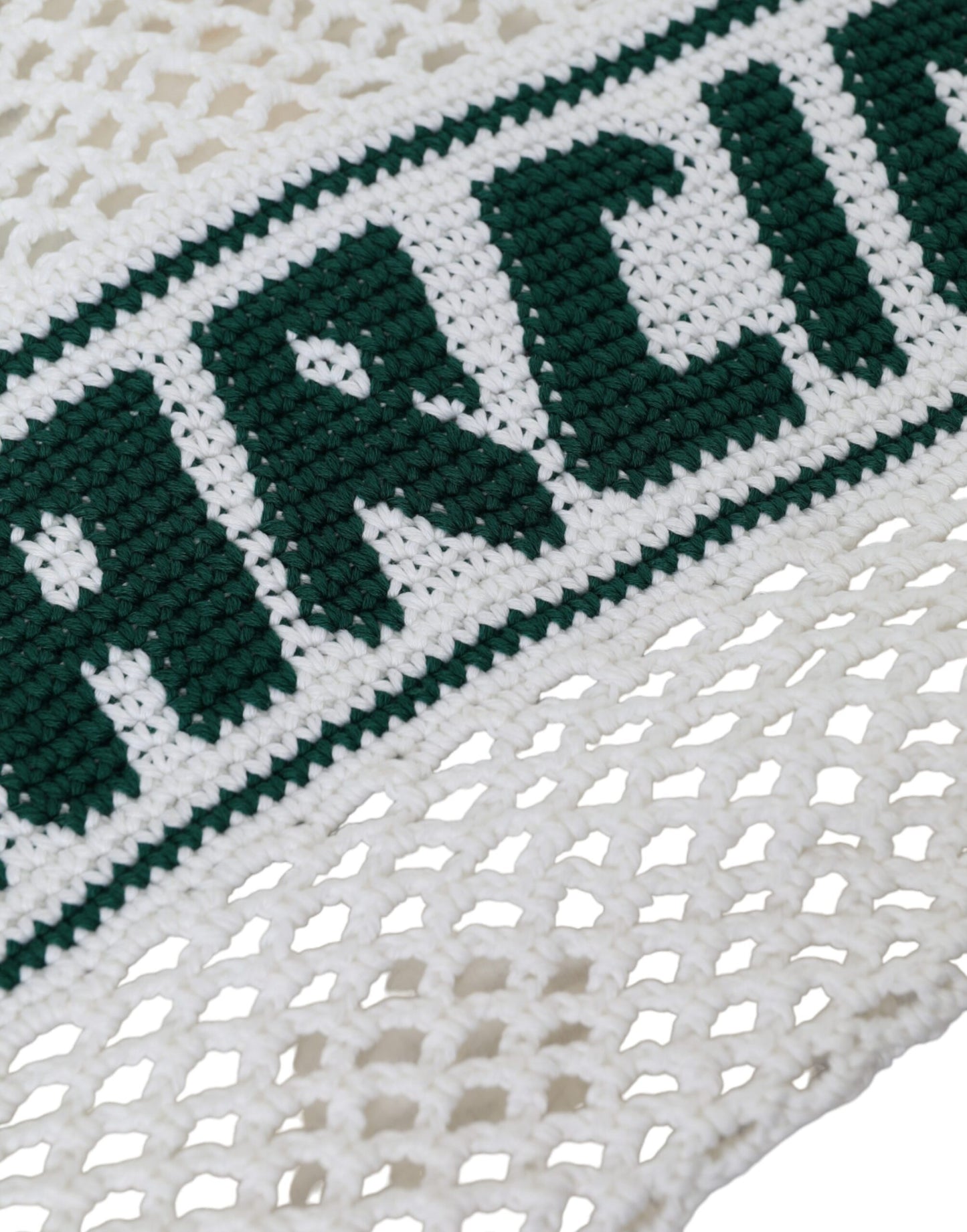 Sac fourre-tout en coton tricoté blanc et vert avec logo