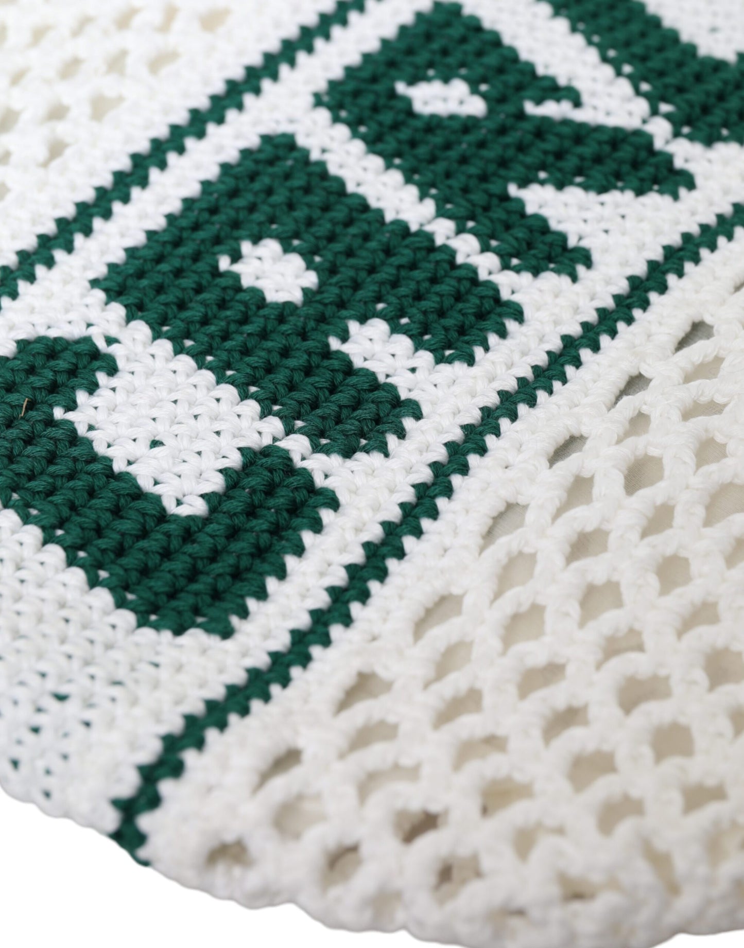 Sac fourre-tout en coton tricoté blanc et vert avec logo