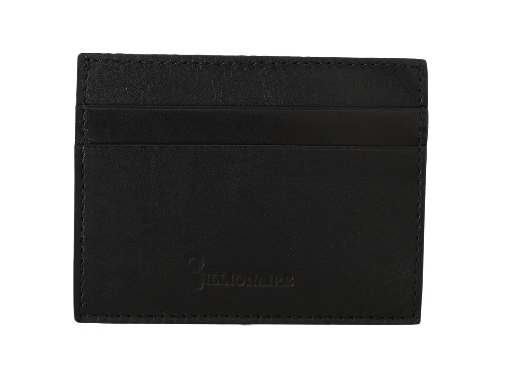 Exquisita cartera de cuero negro para hombre