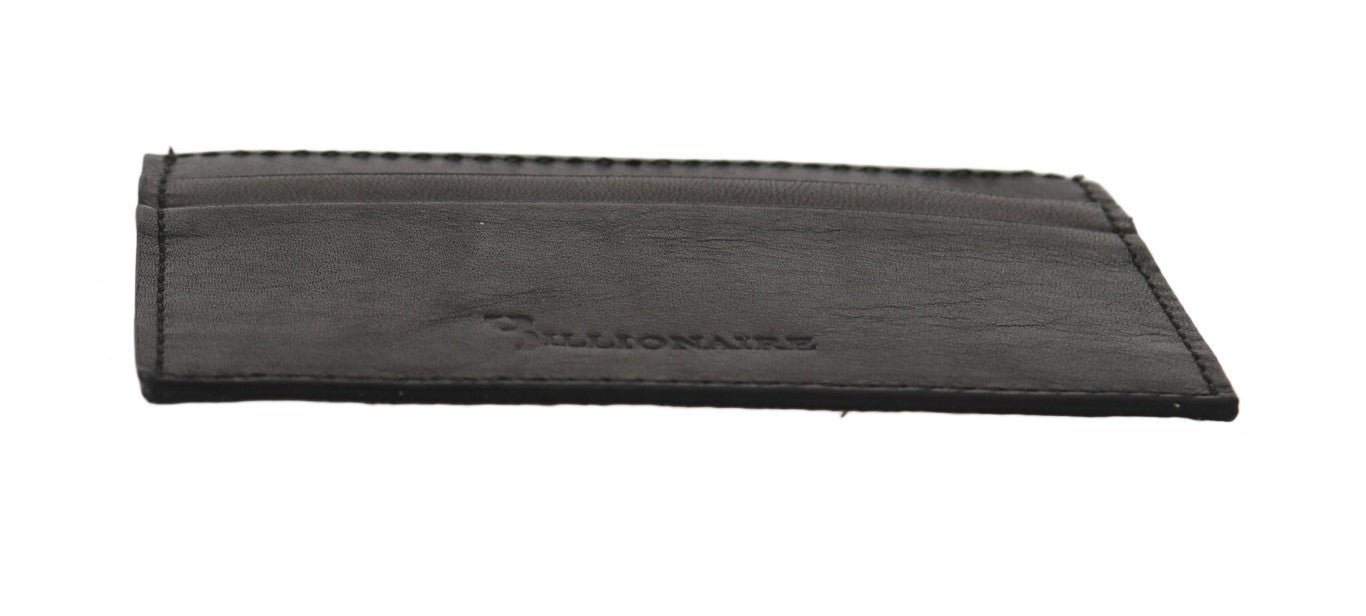 Exquisita cartera de cuero negro para hombre