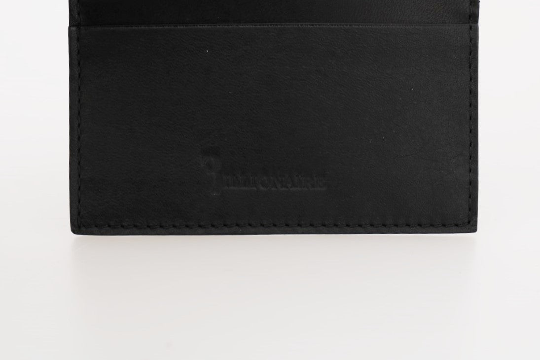 Exquisita cartera de cuero negro para hombre
