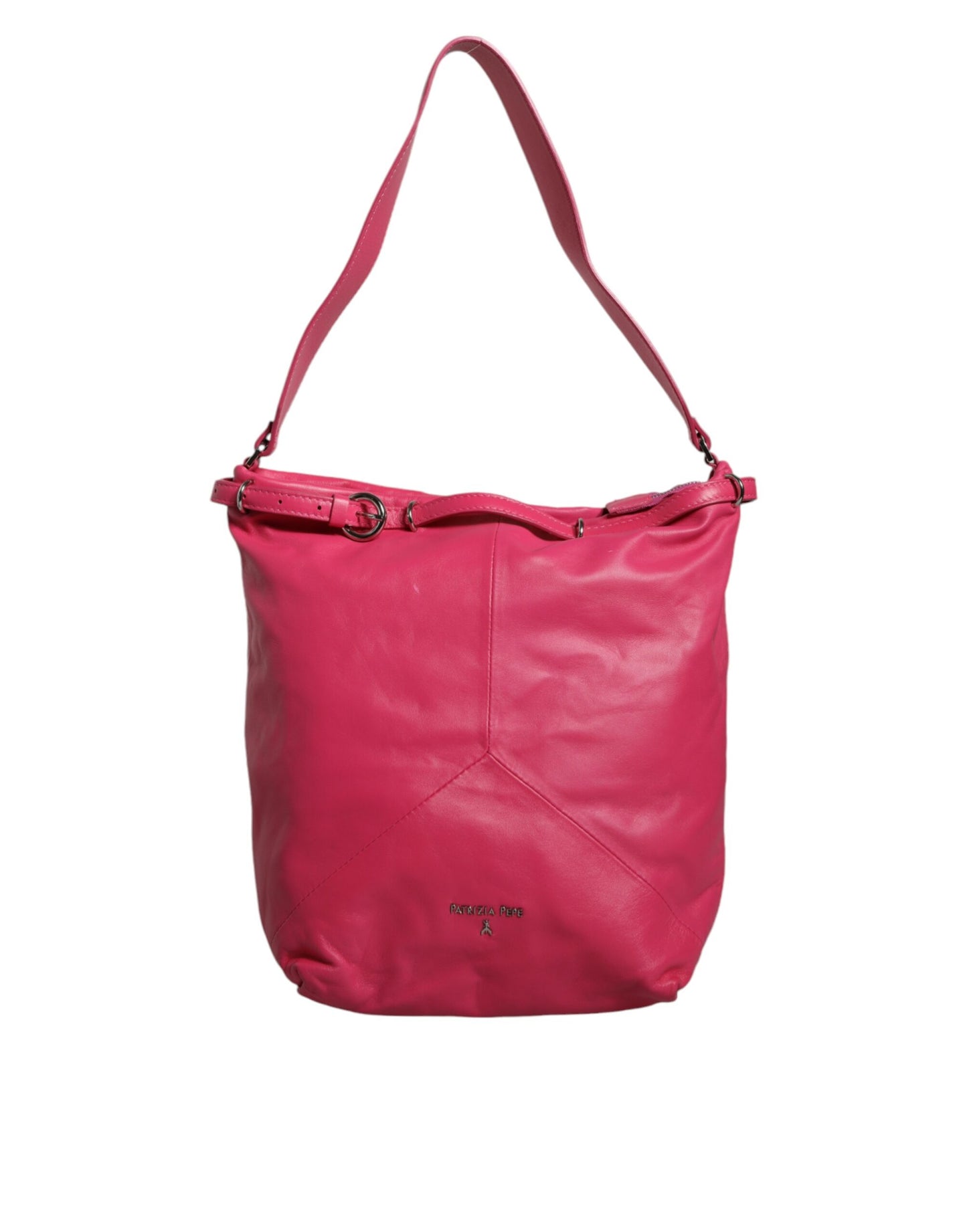 Bolso tote de hombro de cuero rosa fucsia